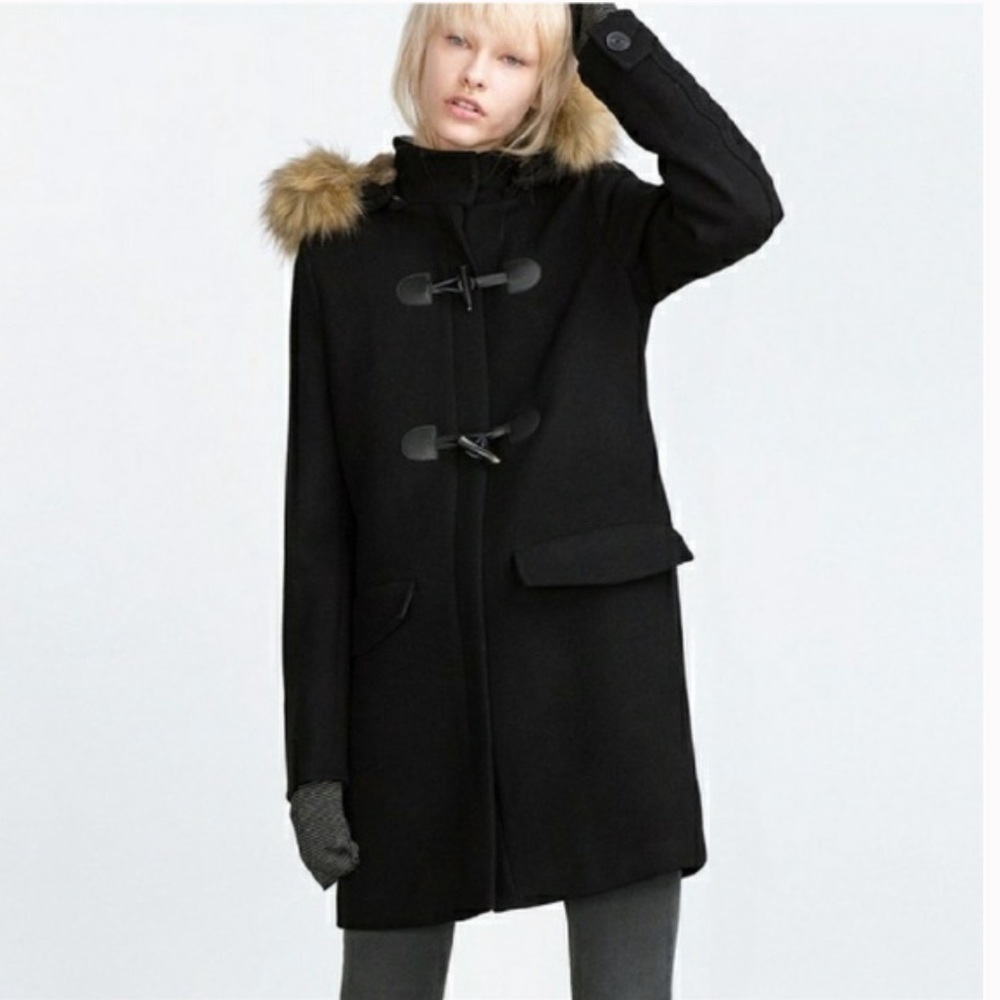 Zara Coat With Fur Lined Hood